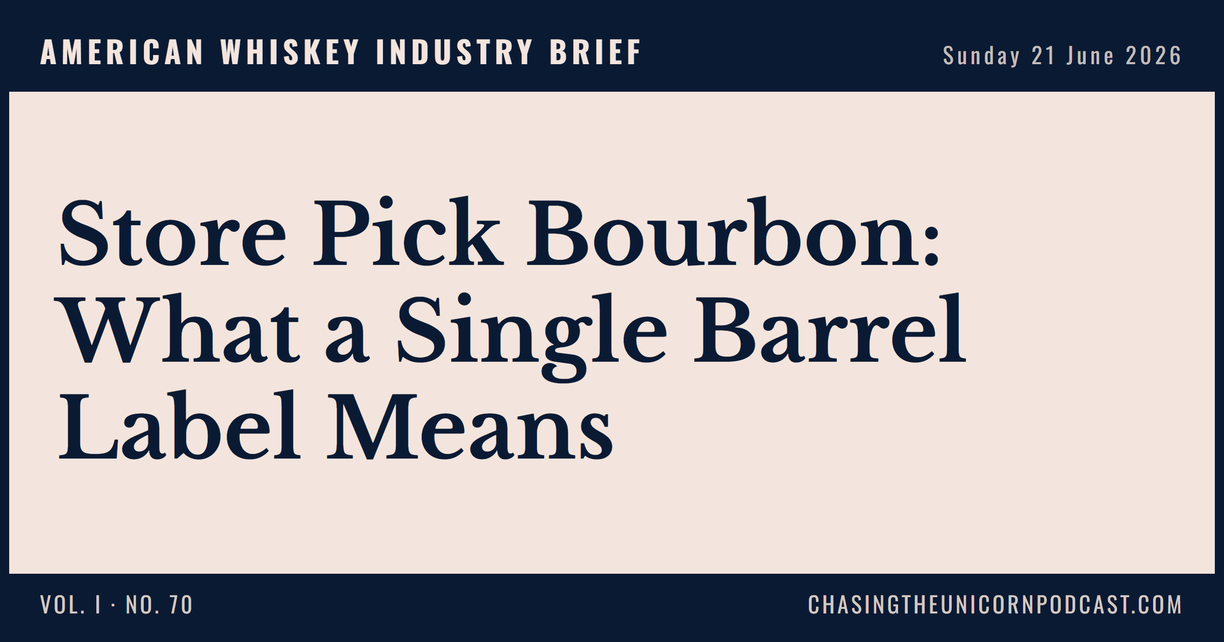 American Whiskey Industry Brief, 21 June 2026 — Store Pick Bourbon: What a Single Barrel Label Means
