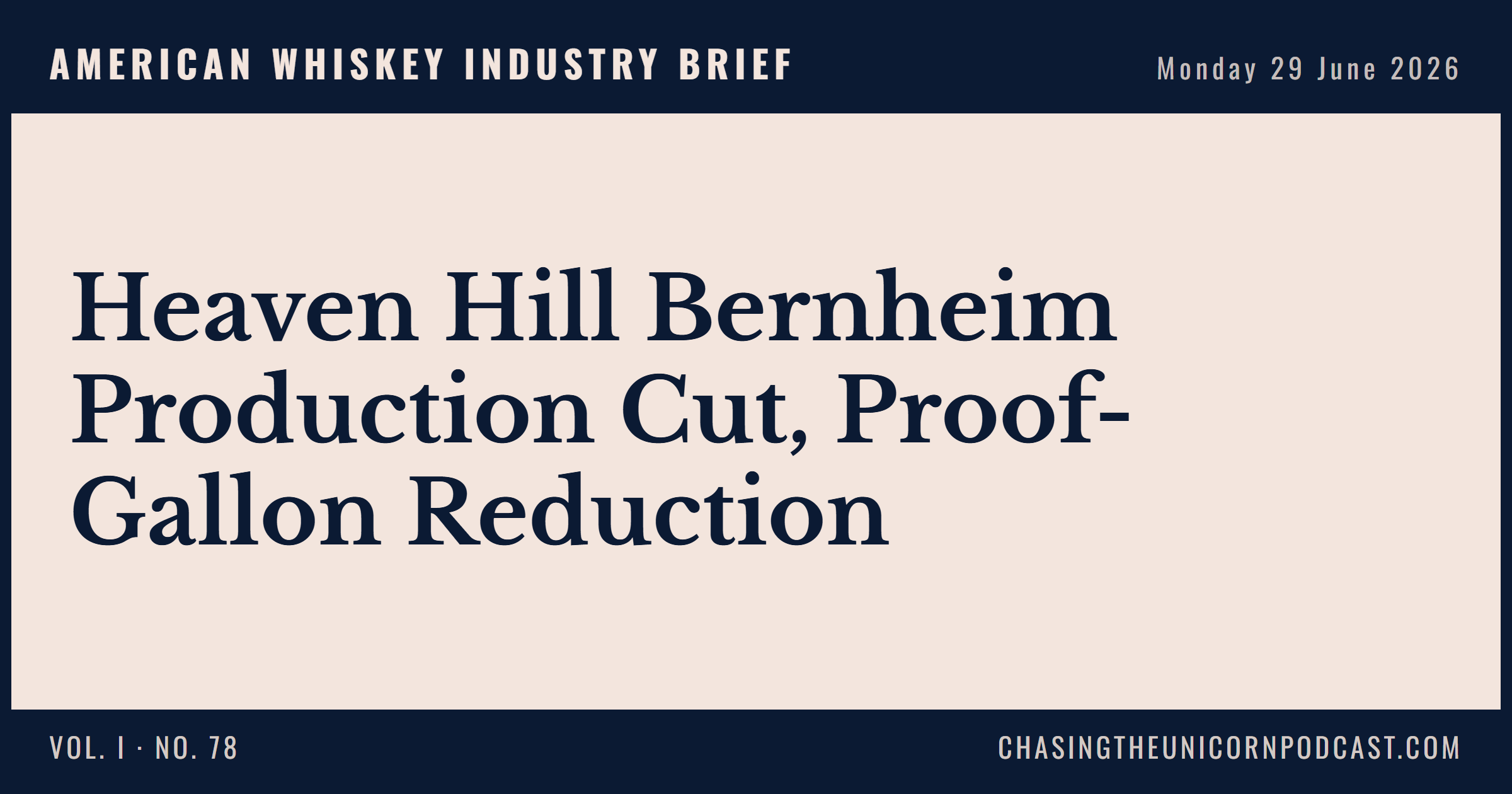 American Whiskey Industry Brief, 29 June 2026 — Heaven Hill Bernheim Production Cut, Proof-Gallon Reduction
